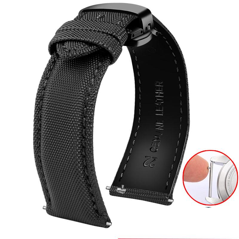 For Mido Nylon Leather Strap Commander M021 M025 Multifort M005 Tissot CASIO Black Orange TAG Heuer Nylon strap 20mm 21mm 22mm