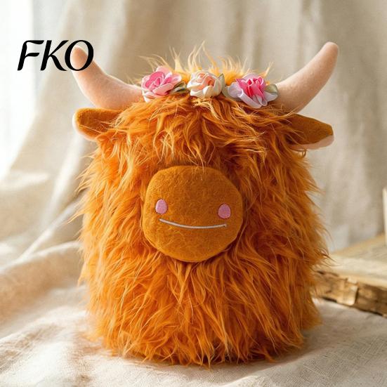 Plush Animal for Kids Highland Cow Stuffed Toy, Cute Fluffy Scottish Safe Toy Doll, Soft Farm Cattle Doll Kids, Adults