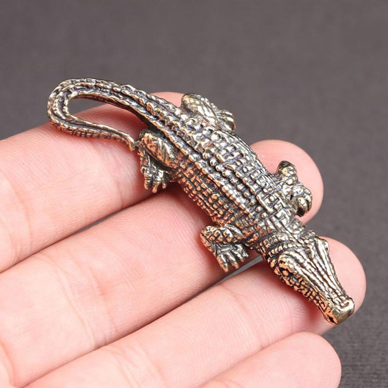 Антикварные бронзовые крокодиловые миниатюрные фигурки, винтажная латунная мини-статуэтка аллигатора, настольные украшения, домашний декор по фен-шуй