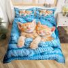 Милый котенок трехпредметный пододеяльник 3D цифровая печать постельное белье комплект покрывало