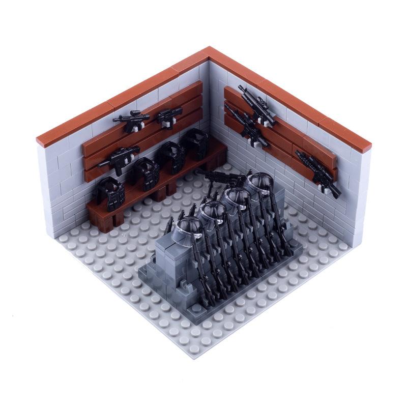 Police Figure Street View Prison Cage Range Military Scene Building Small Granular Building Block Toys