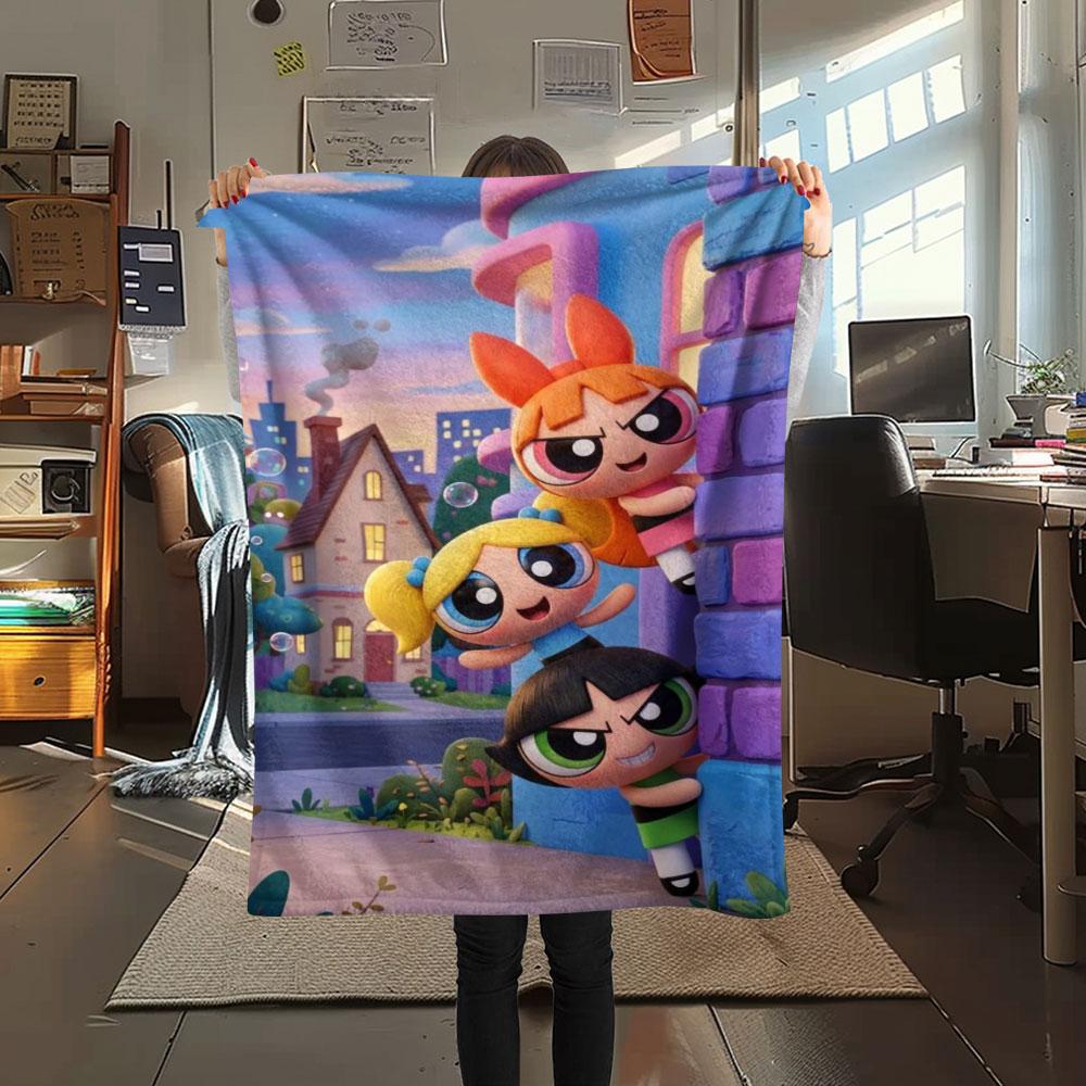 Powerpuff Girls Cartoon printing Flannel Blanket Bedroom Sofa Camping Warm blanket Gifts for family and friends-MJ002