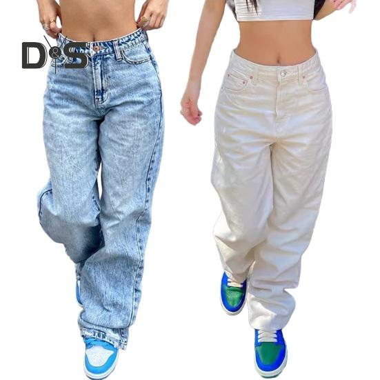 Женские джинсы с широкими штанинами, прямые джинсы с высокой талией, утягивающие брюки в пол в стиле ретро-панк для уличной моды