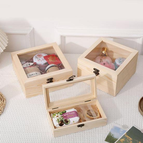 Lockable Decorative Wooden Storage Box Craft Souvenir DIY Organizer Removable Tray Dividers Gift Storage Container