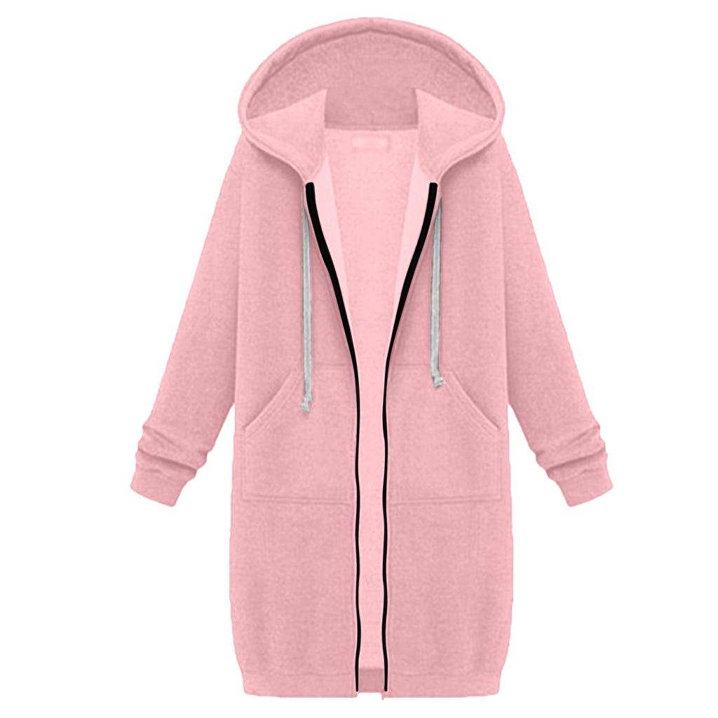 Женский свитшот удлиненный свободный с длинными рукавами и капюшоном с карманами