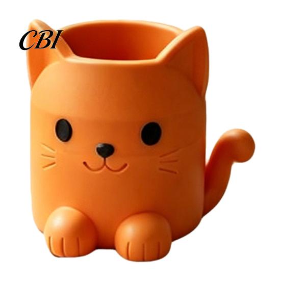 Cartoon Cat Design Desk Organizer Pen Holder, Shape Organizer, Smooth Surface Decorative Eco-friendly Container Stationery Holder for Pencils Gel Pens