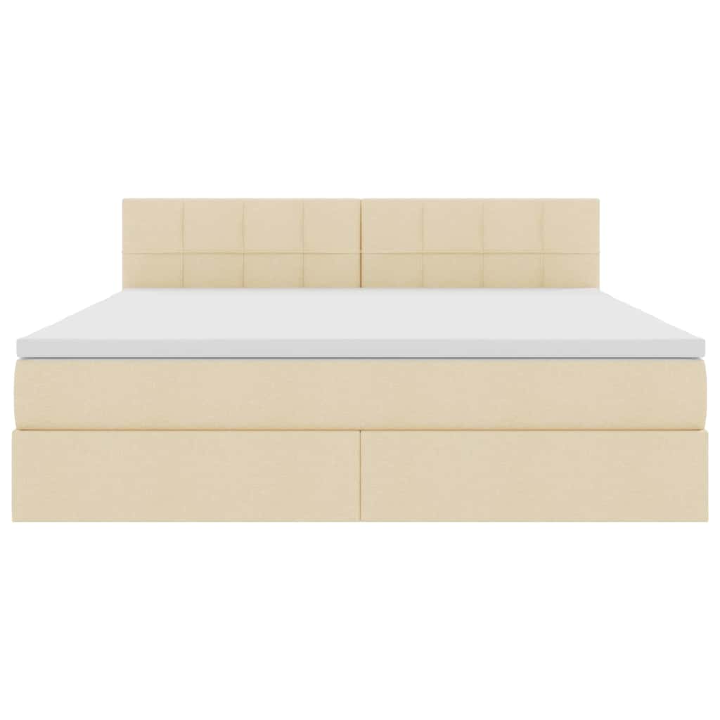 Storage Bed with Mattress Cream 160 x 200 cm Particleboard