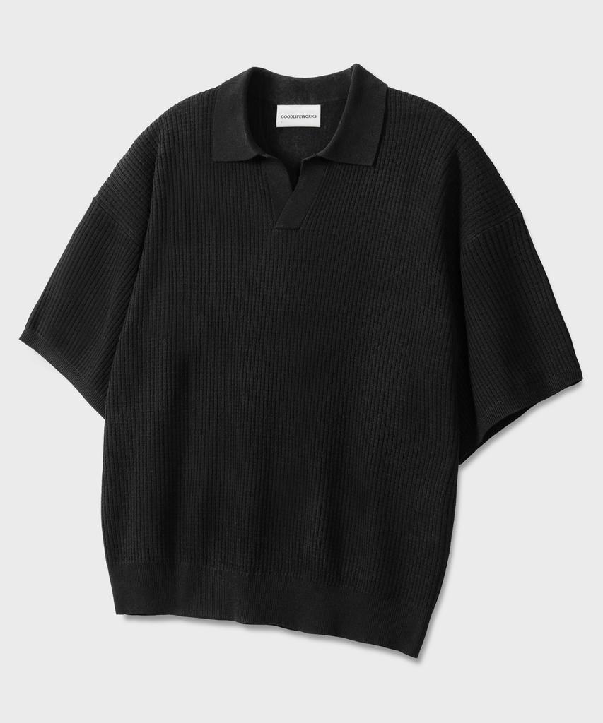 GLW Waffle Half Knit с открытым воротником Черный