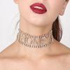 Punk Shiny Rhinestone Letter Honey Cup Chain Choker Necklace Women's Jewelry