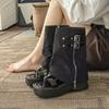 2024 Весна-Осень женские рыцарские сапоги на толстой подошве модные плоские сапоги на толстой подошве для женщин ковбойские туфли в стиле вестерн
