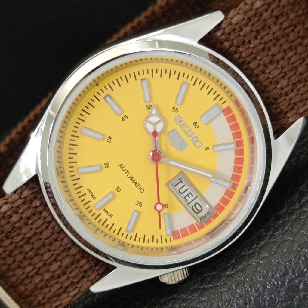 ВОССТАНОВЛЕННЫЕ МУЖСКИЕ ВИНТАЖНЫЕ ЖЕЛТЫЕ ЧАСЫ SEIKO 5 AUTOMATIC 6309A ЯПОНСКОЙ СБОРКИ a441151-4