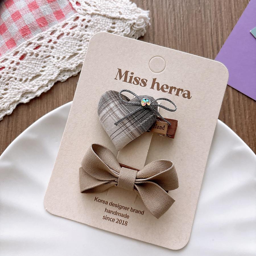 2 шт./компл. Милая принцесса, элегантная заколка для волос для девочки, однотонная клетчатая заколка-бантик для детей, милые аксессуары для волос, головные уборы