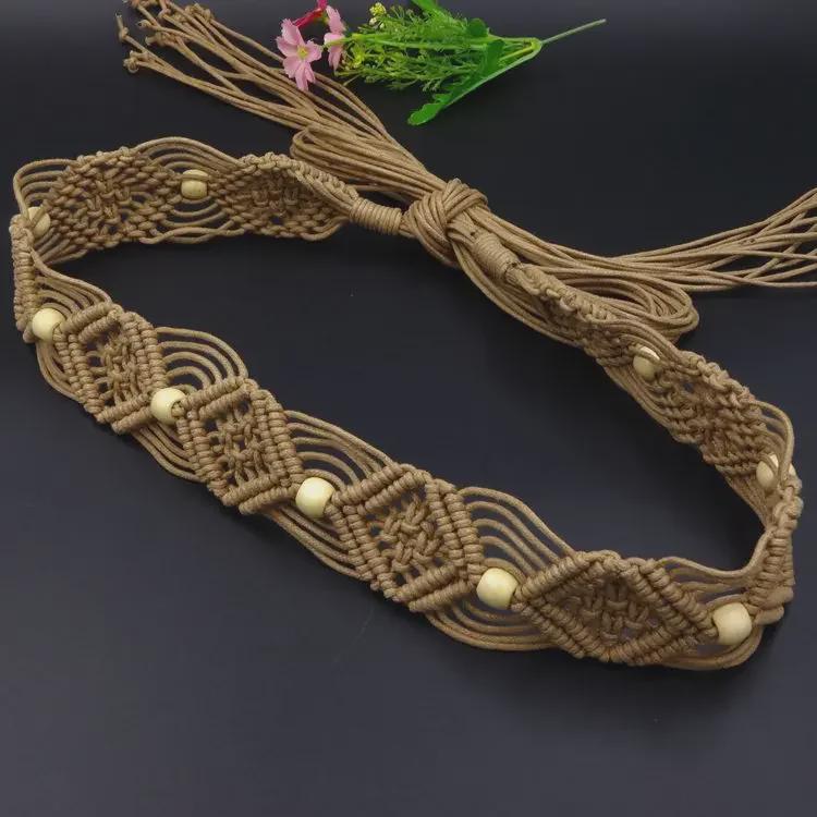 Bohemian Wax Rope Braided Floral Women's Belt Chain