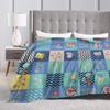 Cartoon Blue Blankets SpongeBob SquarePants Flannel Funny Warm Throw Blanket for Home Restaurant Textile Decor