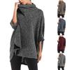Women's Solid Color Large Irregular Hem Cloak High Neck Sweater Coat