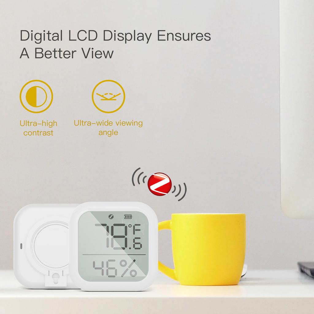 Умный гигрометр-термометр ZigBee, датчик температуры и влажности в помещении с управлением через приложение, большой ЖК-дисплей, для дома