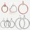 925 Sterling Silver O Love Heart Rose Golden CZ Pendant Dangle Fit Necklace Women DIY Charm Jewelry