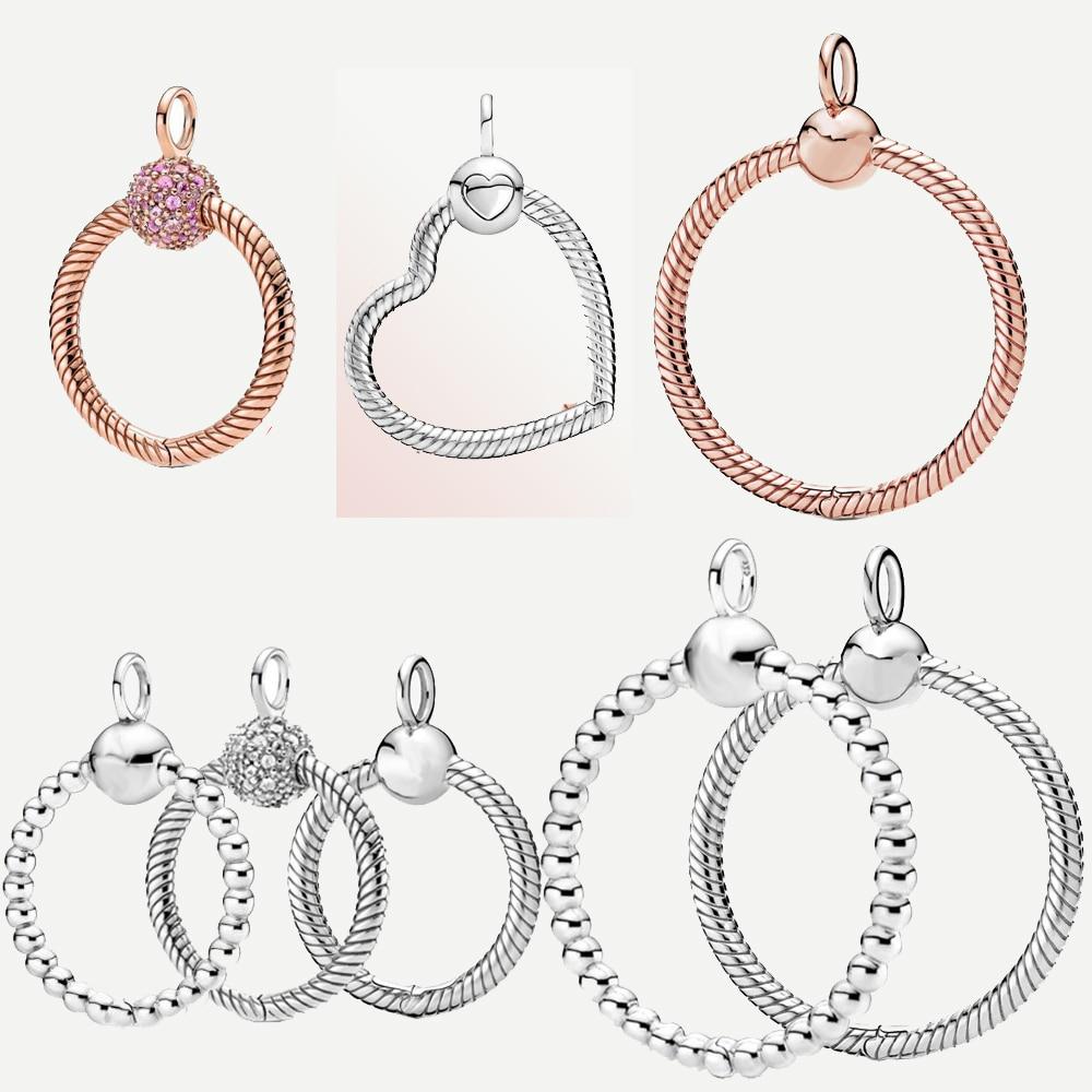 Стерлингового серебра 925 пробы O Love Heart розовое золото CZ кулон мотаться подходит ожерелье женщины DIY очаровательные ювелирные изделия