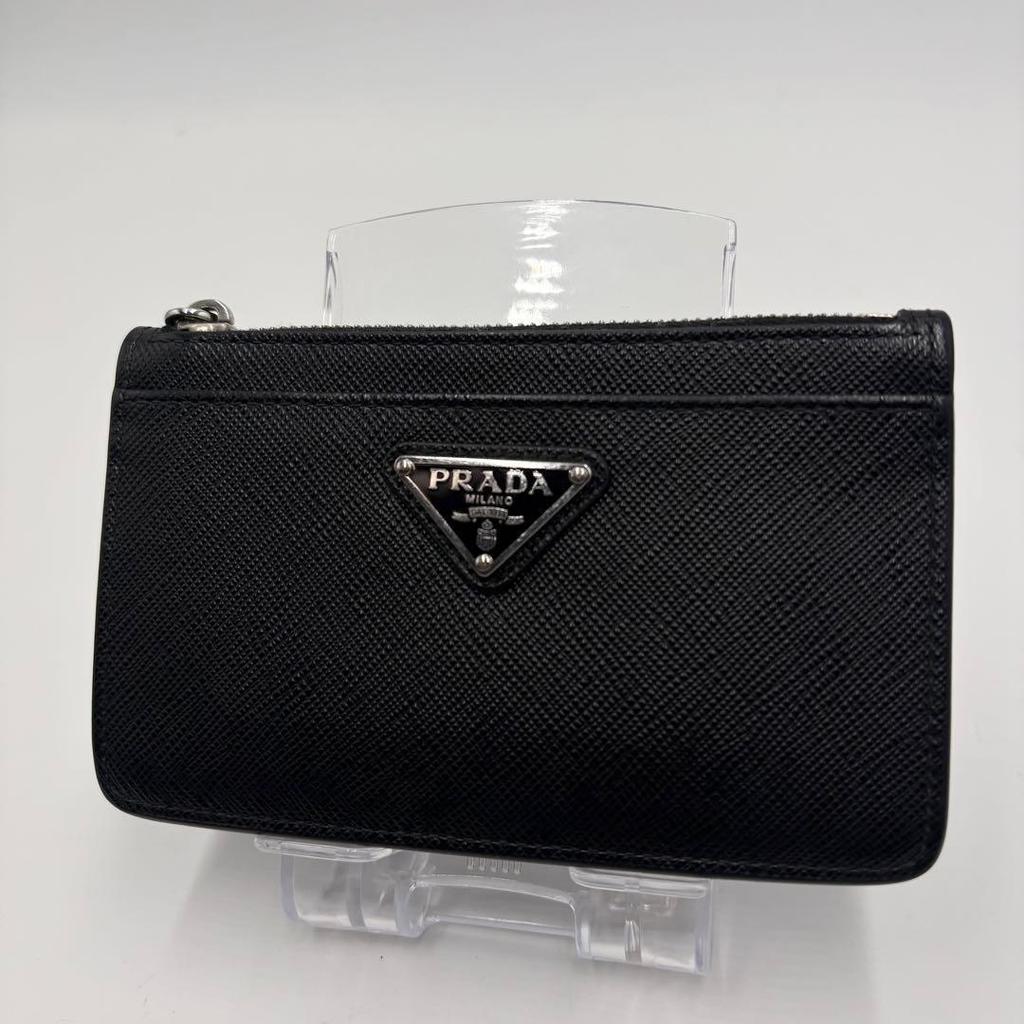 Used PRADA Saffiano Fragment Case Triangle Logo Black