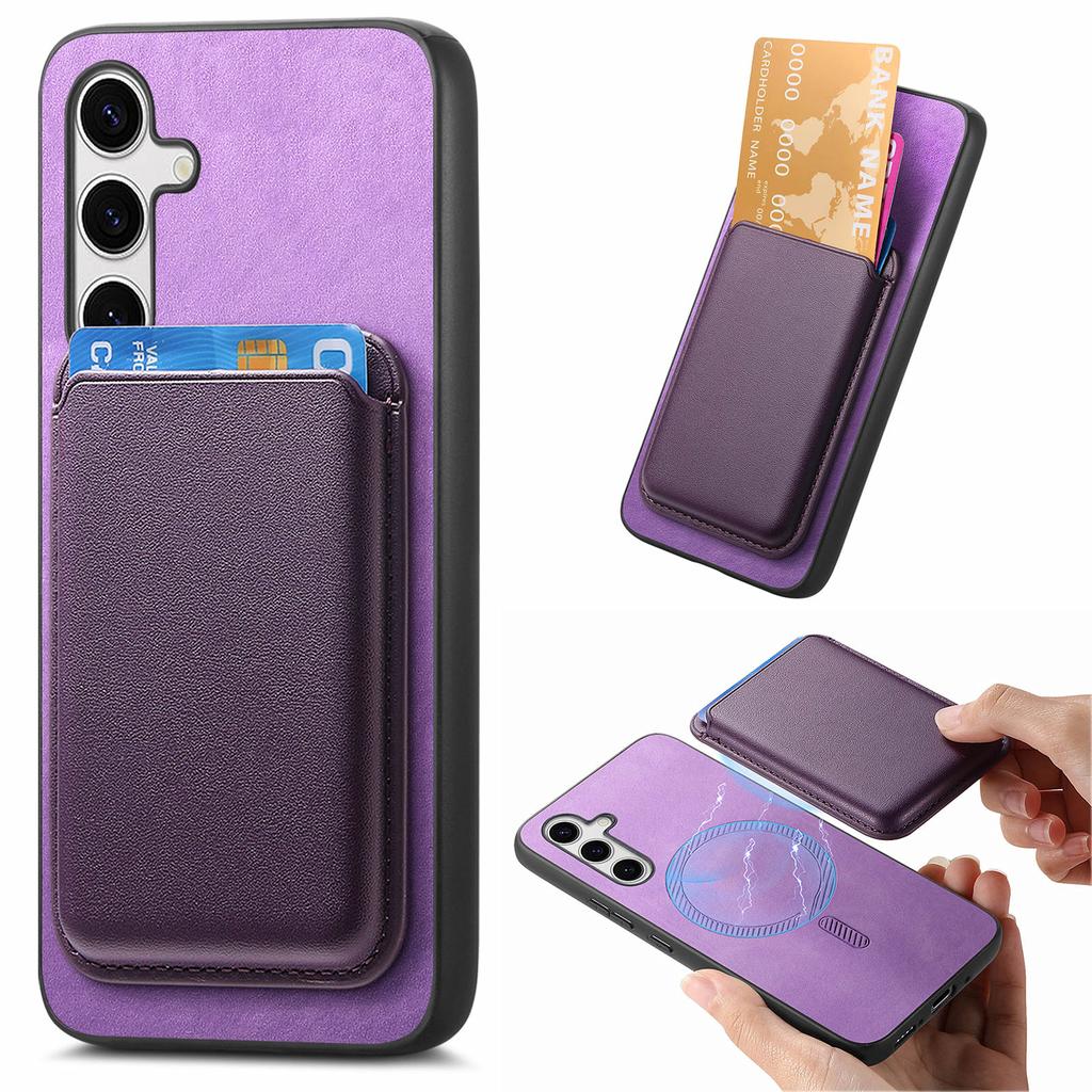 For Samsung Galaxy S25 Case Detachable Magnetic Card Bag Leather Phone Back Cover