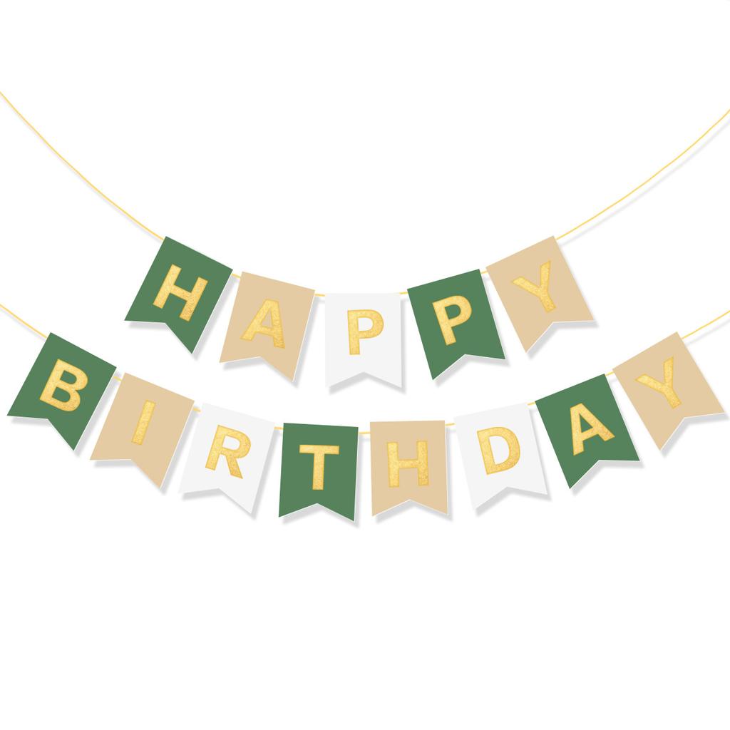 Birthday Party Decoration Bronzing Dovetail Flag Happy Birthday Birthday Flag Banner Bunting Custom