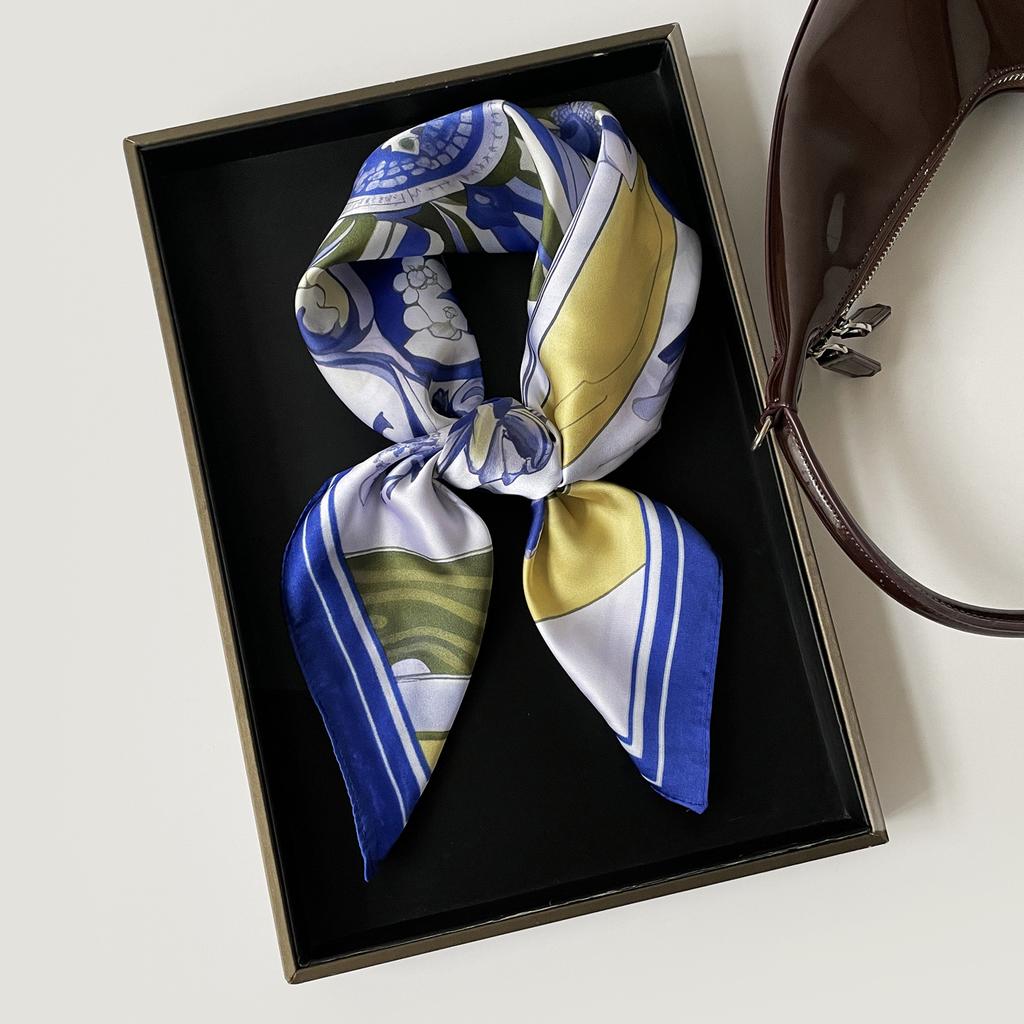Muse Festival Gifts Silk Scarves Satin Imitation Silk Scarves Small Square Scarves Advanced Sunscreen Neck Thin Small Scarves Wholesale