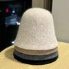 Новая корейская стильная осенне-зимняя шерстяная вязаная шляпа-ведро для женщин, универсальная, модная, теплая, с темпераментом и трендовая шляпа рыбака
