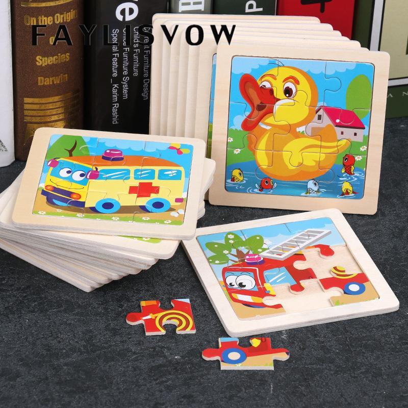 Kids Funny Cartoons Puzzle Toy Jigsaw Wooden Educational Study