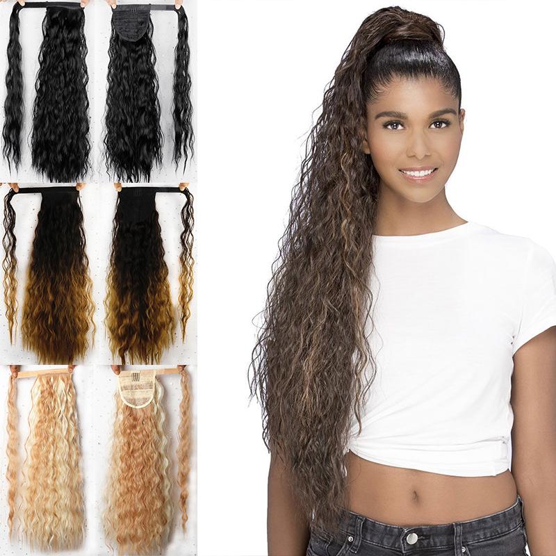 Длинные афро вьющиеся синтетические шнурки с хвостиком, женские наращивание волос, термостойкие
