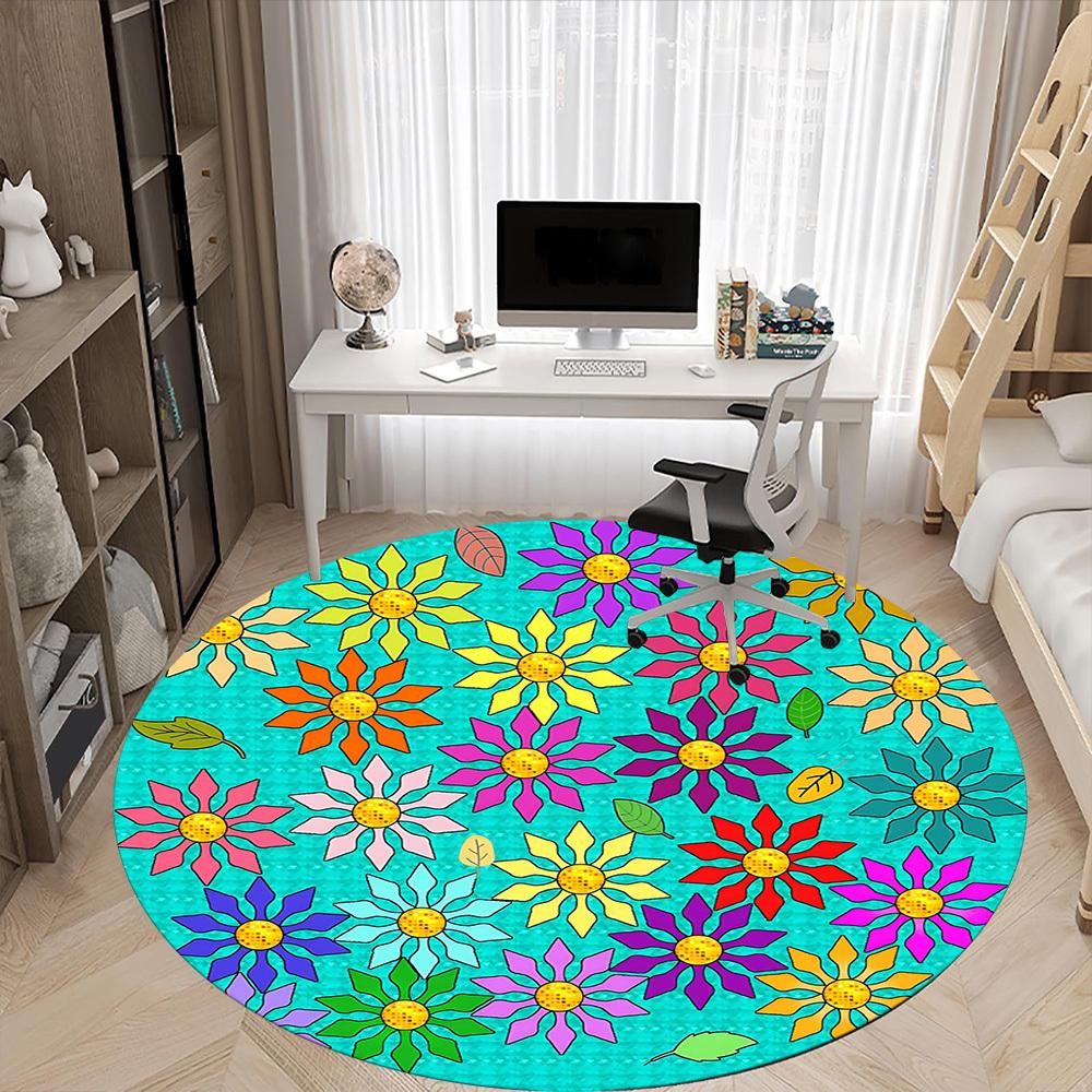 1pc Flower Mandala Chair Carpet for Office, Non-slip, Soft and Durable Office Rug, Perfect for Office yy260131089