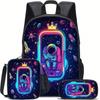 Cartoon Print Kids School Backpack Elementary Students - Large Capacity Lightweight Oxford Fabric Daypack With Pencil Case