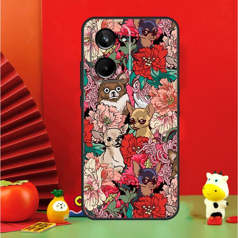 Чихуахуа Лицо Цветочный Собака Для Realme C35 C53 C55 C67 GT Neo 6 GT5 9 10 11 12 Pro Plus C25S C21Y C30 C31 C33 C51 Чехол
