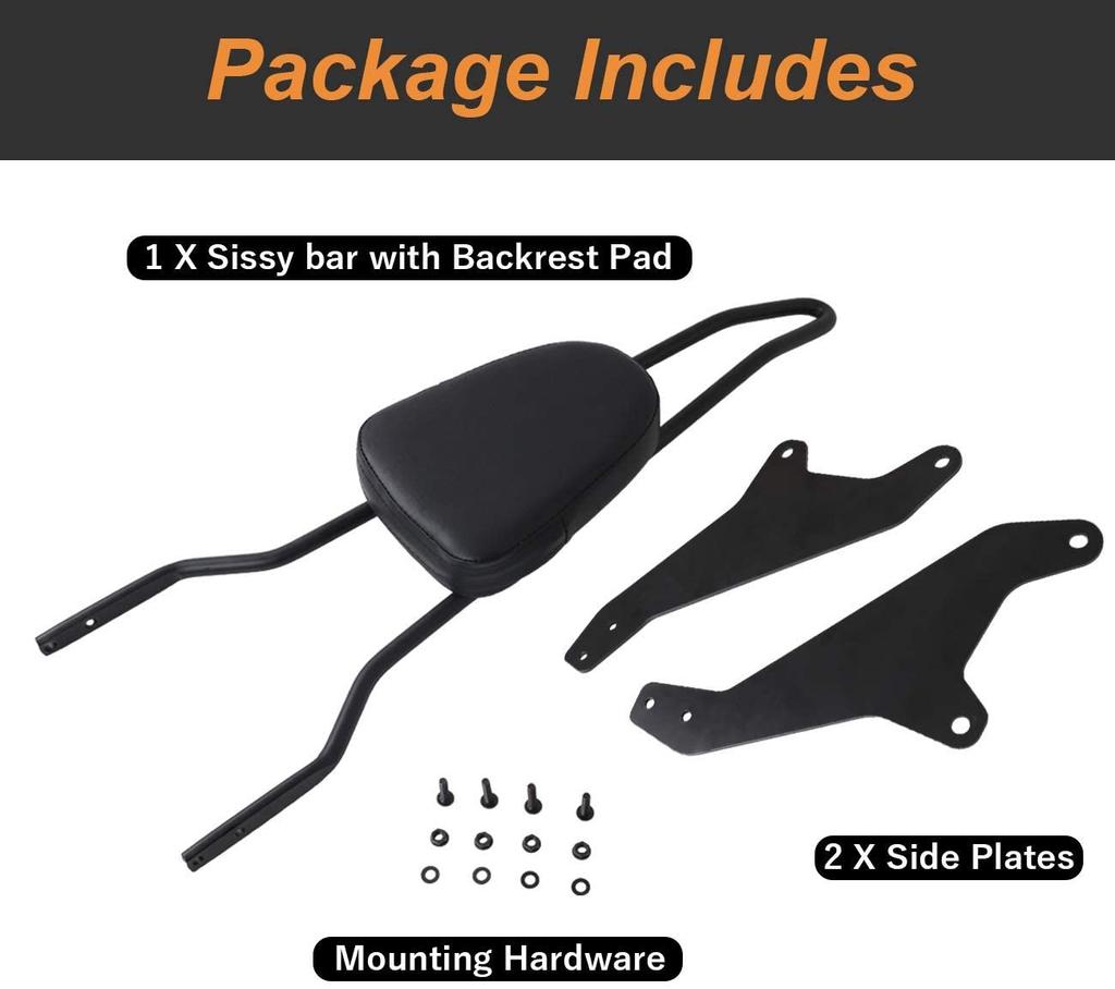 Motorcycle Rear Passenger Seat With Detachable Backrest Bar+Cushion Motor Accessories