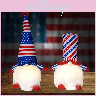 Очаровательная светящаяся кукла без лица ко Дню независимости США 2021 года, праздничное украшение для детей