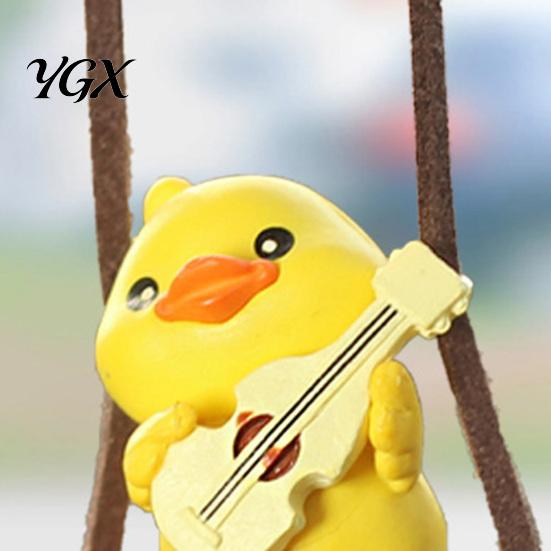 Swinging Duck Pendant Swing Car Rearview Mirror Ornament Cute Adorable Charm Animated Interior Decor Plastic Bag Keychain Accessories