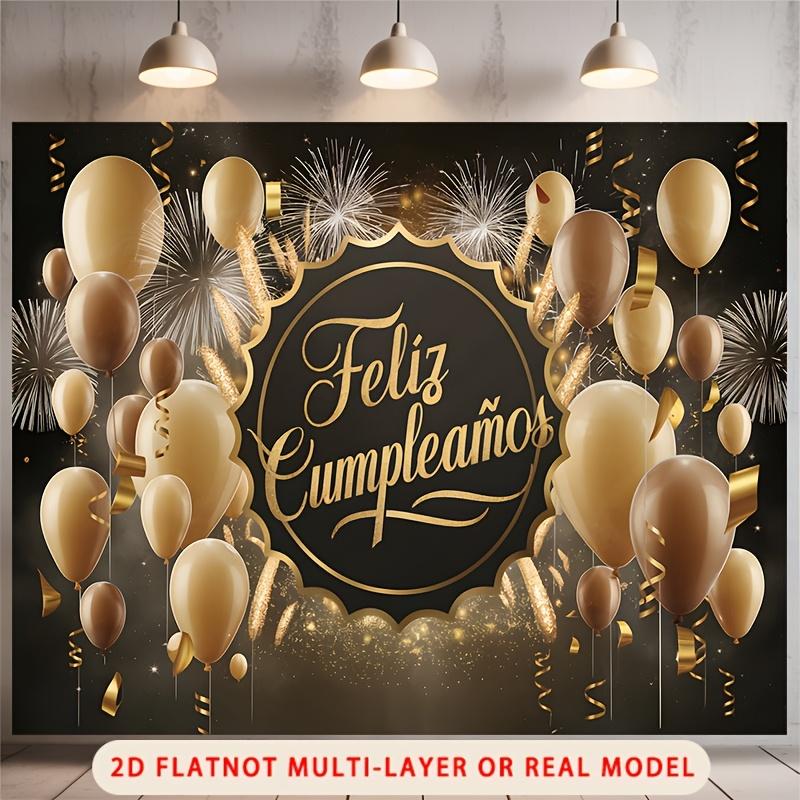 Spanish Feliz Cumplea?os, 1pc Polyester Party Backdrop Banner, Photo Booth Background, Wall Decor