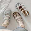 Leopard Print Ballet Shoes for Women's Summer Wear 2025 Summer Super Fire Ugly Cute Sweet Sister Pearl Leopard Print Mary Jane Boken Sandals