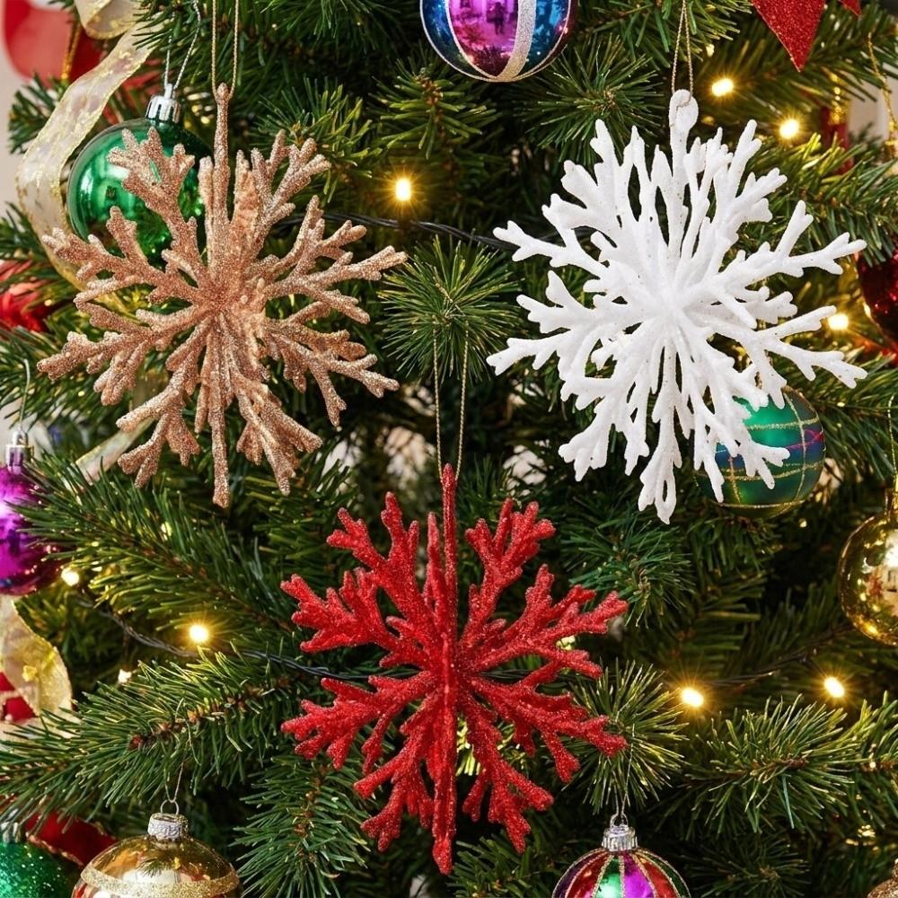 Plastic Material Snowflake Hanging Ornament Glitter Snowflake Decoration Party Decoration