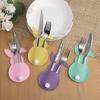 Easter Dinner Table Decor 4 Pcs Bunny Cutlery Holders, Felt Tableware Pouch Bags, Cute Rabbit Utensil Decorative Fork Spoon Sleeve, Spring Knife