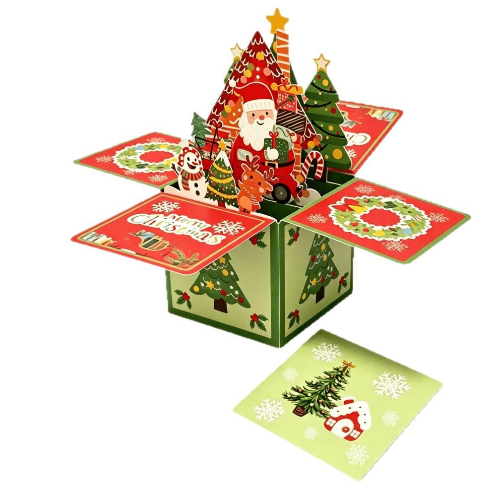 Hot Stamping 3D Pop Up Card Laser Cut Popup Card Exquisite Blessing Card Christmas Gift
