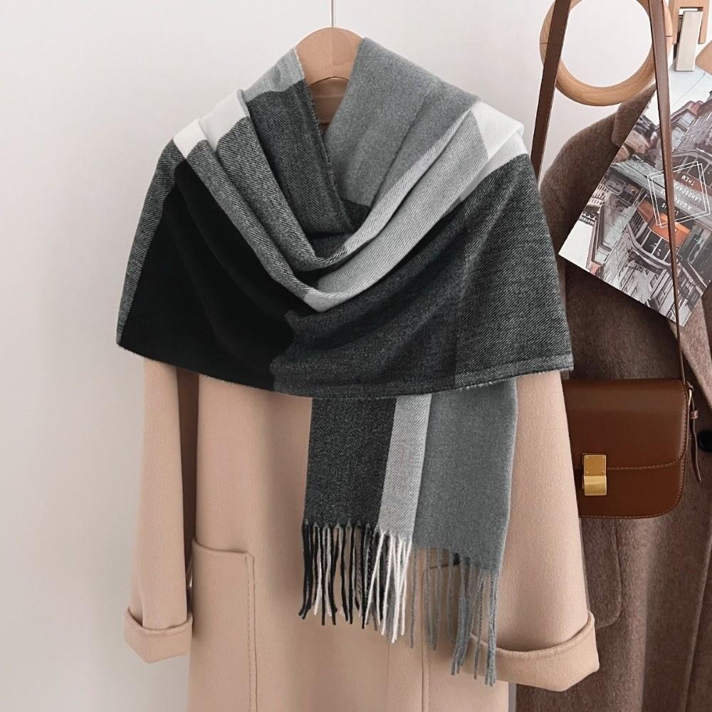 Soft Shawl Wrap Tassel Color Block Scarf Fashion Neck Scarf Travel