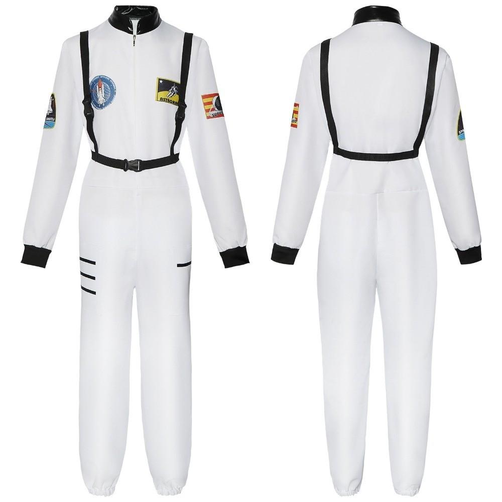 Strap Spaceman Jumpsuit Zip Closure Spacesuit Outfit Astronaut Costume Bodysuit Halloween Party