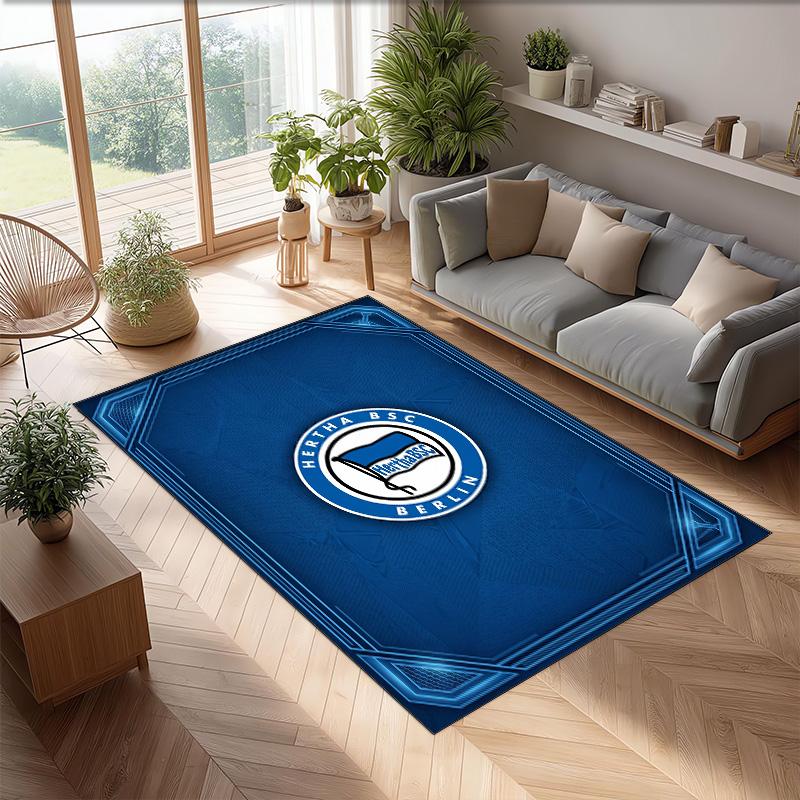 hertha bsc FC Soccer Football Pattern Soft Area Rug Non Slip Indoor Floor Carpet Sports Decor Mat for Bedroom