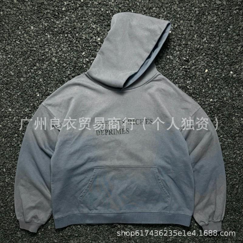 Mens Oversized Hooded Sweatshirt With Vintage Washed Print - Cotton Blend Loose Fit Streetwear