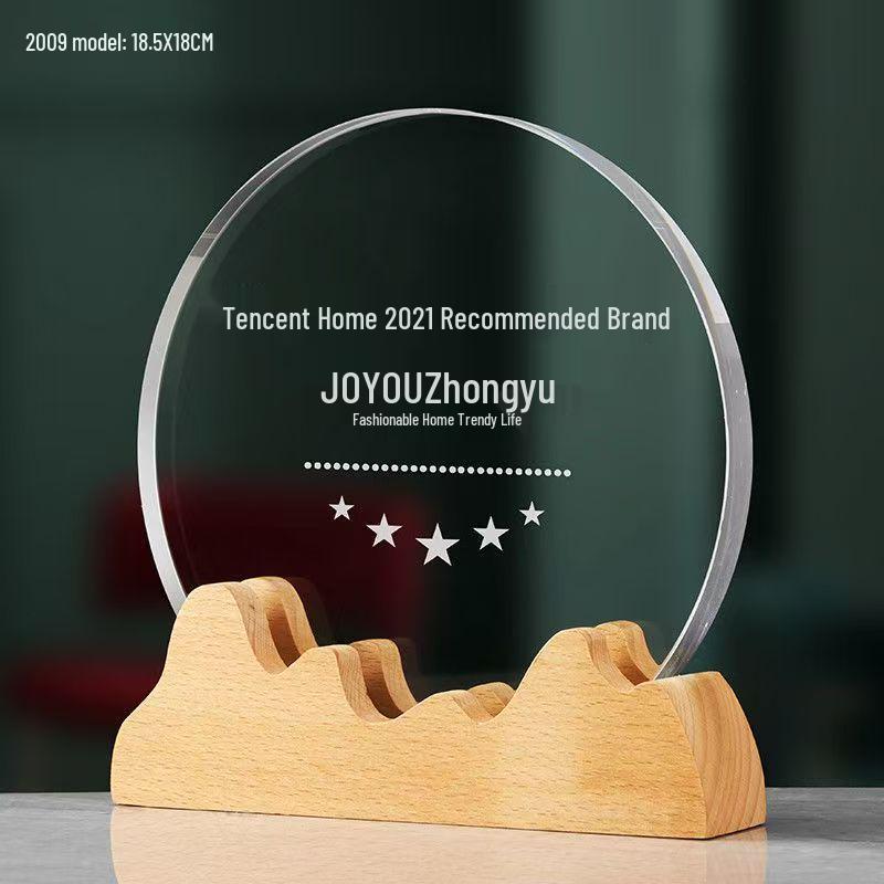 Engraved Wooden Crystal Trophy - Creative Gift for Outstanding Employee Awards