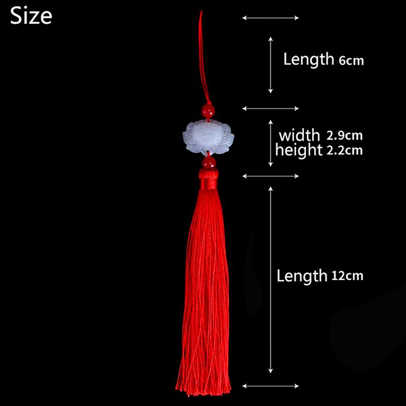 Китайская ретро белая нефритовая бахрома с кисточками в форме лотоса, аксессуары для рукоделия из сплава с кисточками