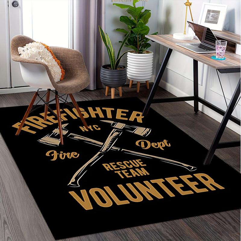 Firefighter Chair Mat: NYC Fire Dept Rescue Team Volunteer Gift - Home Decor, Office Carpet for Living Room, Bedroom, Various Rooms0109045A