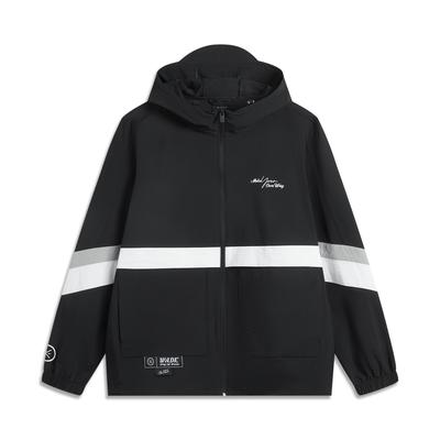 Li Ning Серия Уэйда Удобная Повседневная Минималистичная Толстовка на Молнии Свободная Буквенная Цветной Блок Куртка с Длинным Рукавом Мужские куртки AFDV121-4