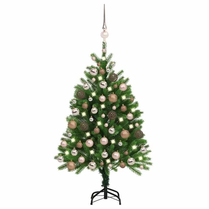Maison Exclusive - Arbre de Noël artificiel pré-éclairé et boules 120 cm vert