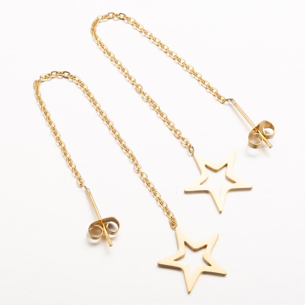 Korean David Star Earrings Long Line Thread Piercing Earring For Teens Girl Geometry Dangle Accessories Mujer Stainless Jewelry